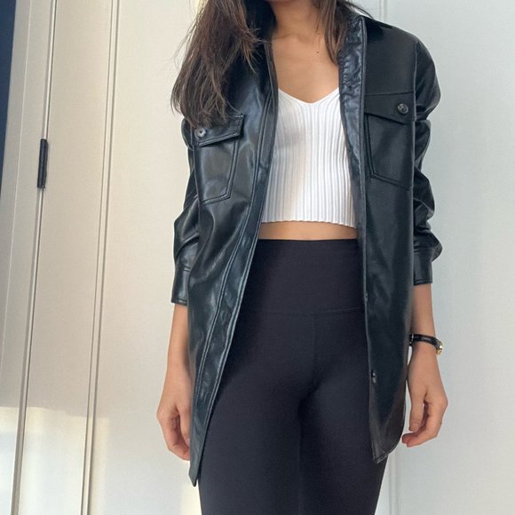Wilfred Ganna Faux Leather Shirt Jacket - Picture 1 of 4